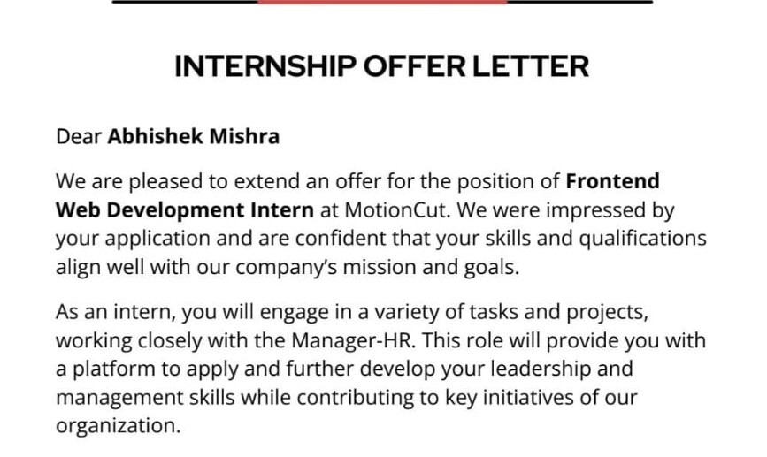 Internship Offer